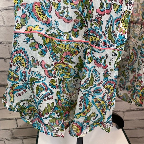 VENUS Boho Paisley Floral Kimono Duster With Bell Sleeves Beach Coverup Medium - Picture 6 of 9